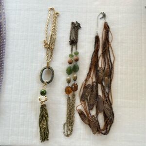 Necklace Bundle in Shades of Green and Brown.